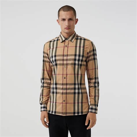 mens burberry camel shirt